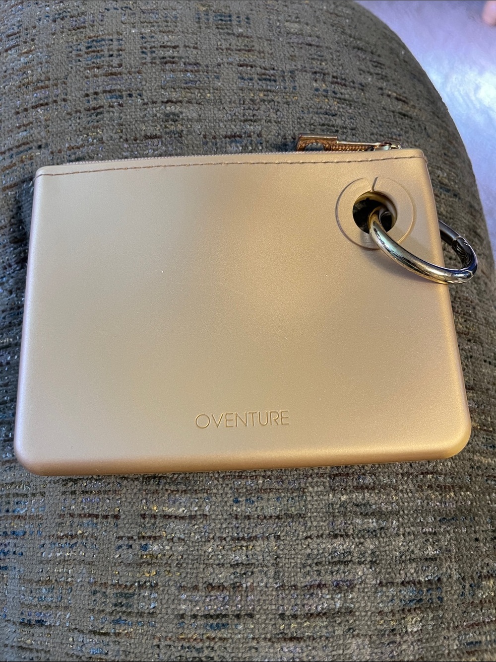 Oventure Metallic Gold Zip Wristlet Pouch with Key Ring